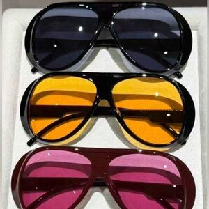 Aviator Sunglasses - Black/blue, black/Amber, Burgundy/Pink or Cream Lenses